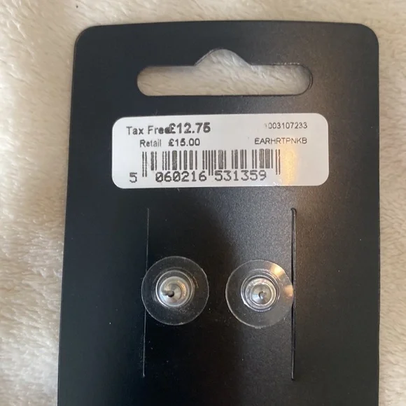 Pink heart rhinestone | Earrings - Picture 3 of 5